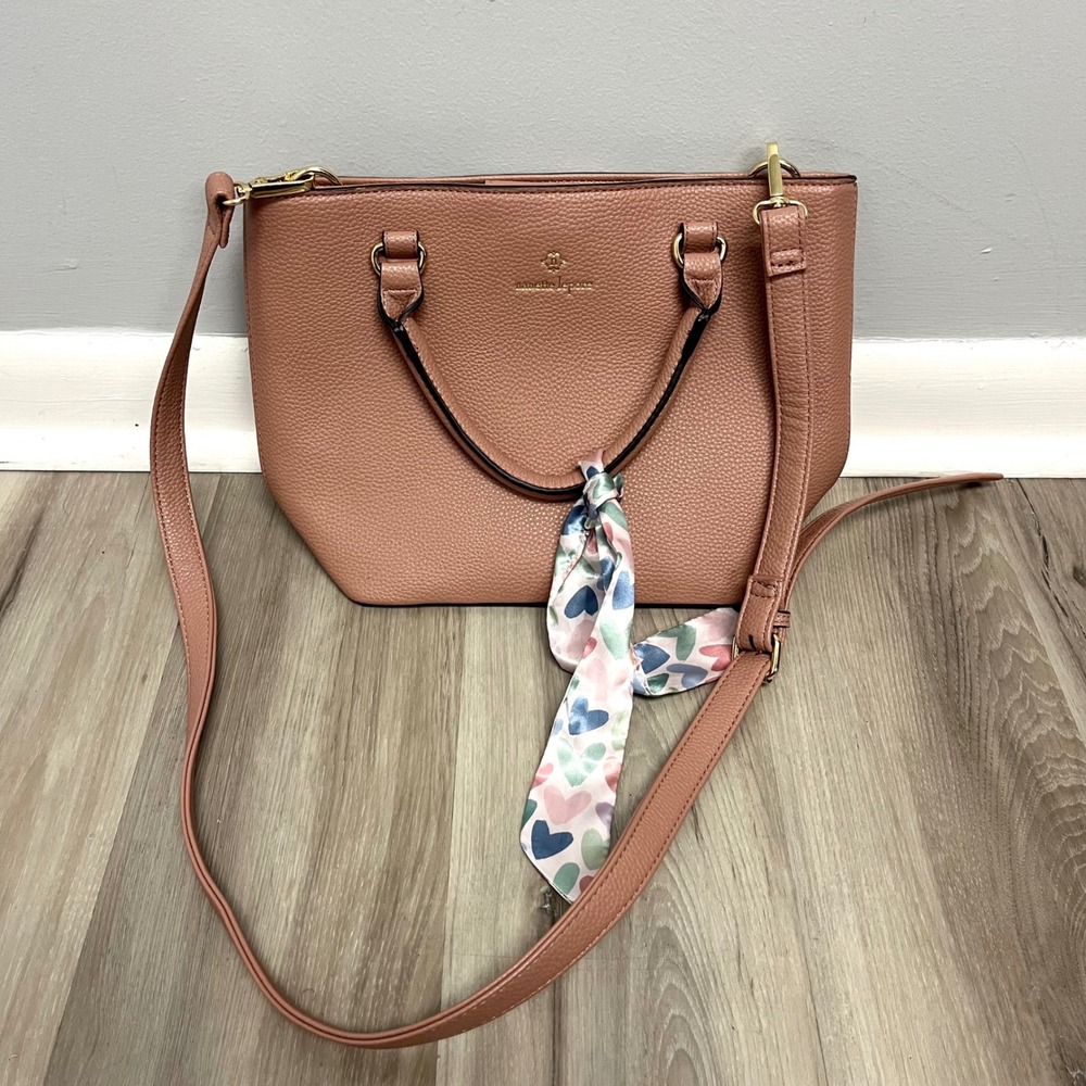 Nanette Lepore Purse Women's Pink Pebbled Faux Leather Satchel Crossbody New